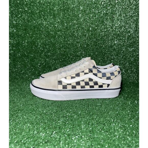 VANS Womens Old Skool Checkerboard White Black Low Top Shoes Sneakers Size 7 - Picture 4 of 9